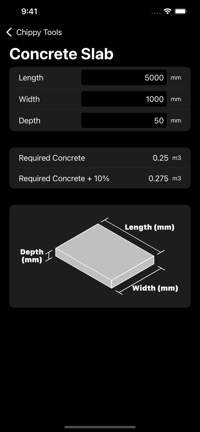 Concrete Quantities Calculators Screenshot